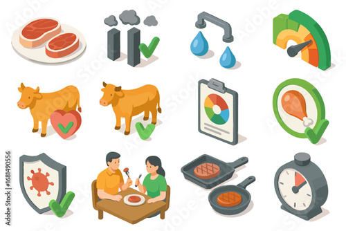 Comparison cultured scale vs bioengineered vector chart taste icon meat safety nutrition