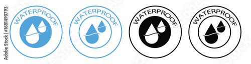 Waterproof Icon Set – Water Resistant Symbols Collection for Protection, Website, and App Design.