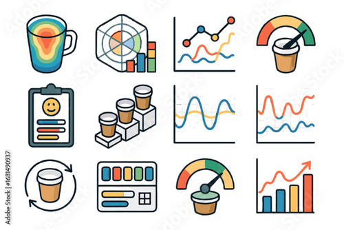 Rate dial flavor drink ingredient icon analytics smart satisfaction vector efficiency fluctuation