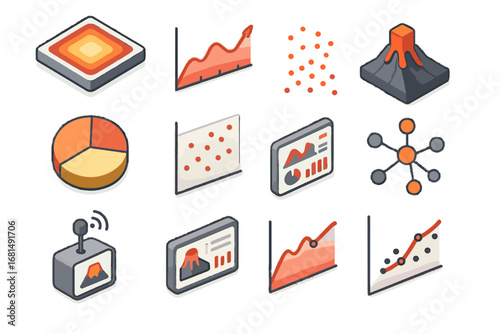 Diagram data plot model sensor vector reading line volcanic icons graph icon