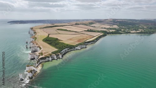 Wallpaper Mural White Cliffs of Old Harry Rocks Jurassic Coast from a drone, Handfast Point, Dorset Coast, Poole, Dorset, England Torontodigital.ca