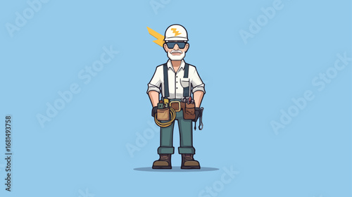 Cartoon illustration of a tradesman technician