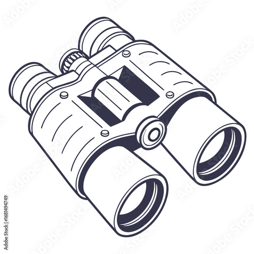 Vector art of binoculars, a tool for viewing distant objects, often used for birdwatching, hunting, or stargazing, providing magnified vision