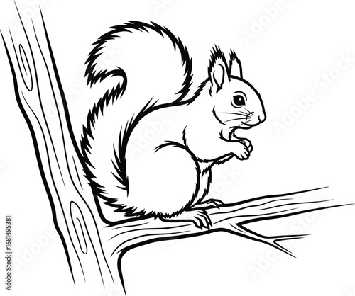 Squirrel coloring page printable free drawing outline vector