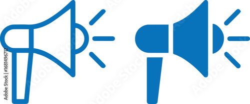 speaker,icon megaphone,loudspeaker sound wave blue, speaker, announcement, broadcast, icon, symbol, graphic