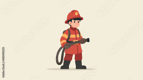 Child firefighter illustration