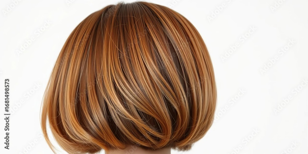Fototapeta premium Side profile of a subject with short, chestnut-brown hair against a white backdrop, model, pixie cut