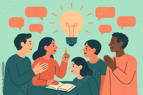 Collaborative brainstorming with diverse group sharing ideas and creativity
