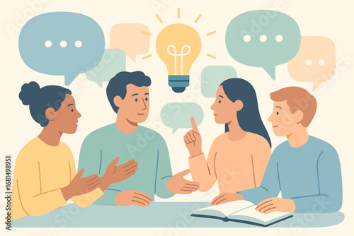 Creative team collaboration and idea sharing in a modern office setting