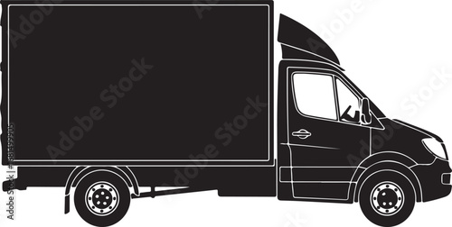 Black Truck Silhouette Vector on White Background Delivery Transport Artwork