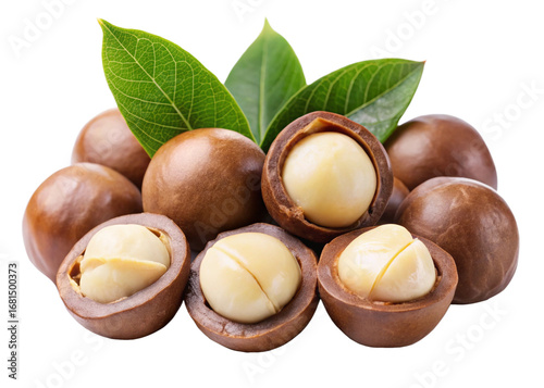 Macadamia nuts isolated on white background