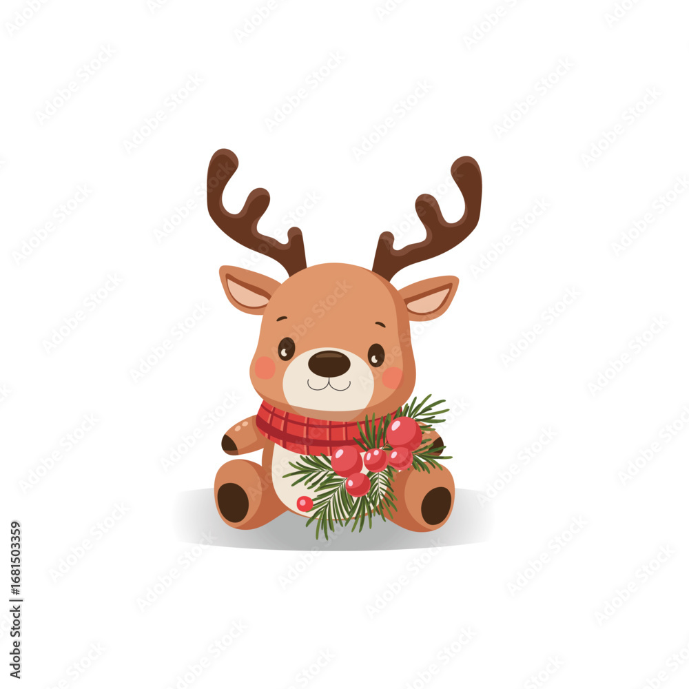 Fototapeta premium Cute cartoon character Christmas vector illustration 