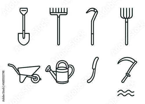 Assorted bakery icons: bread, croissant, baguette, cupcake, donut, cookie, pie, muffin