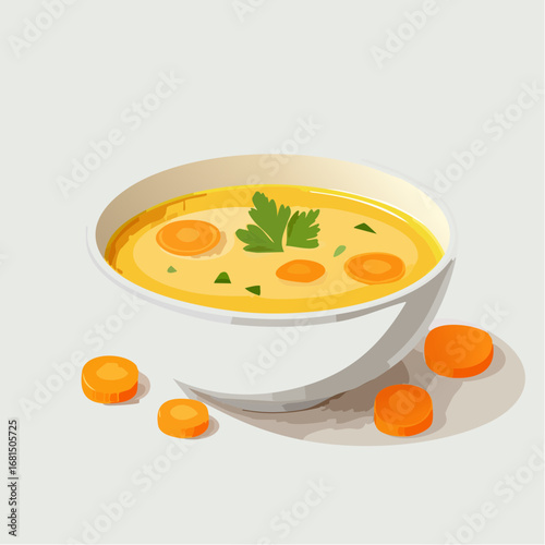 Creamy Carrot Soup in White Bowl