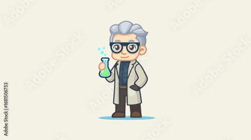 Cute cartoon scientist illustration
