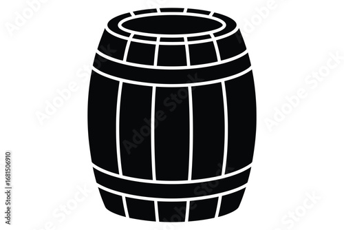 Silhouette Wooden Cask or Barrel Vector Illustration
