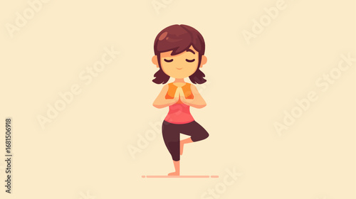 Cute girl doing yoga pose illustration