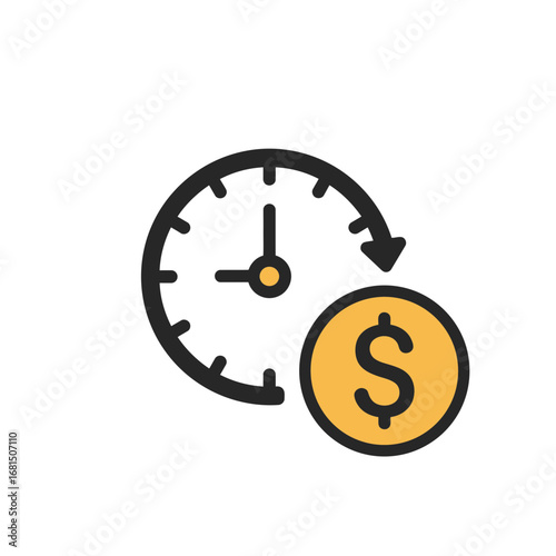 Time is Money: A visual representation of time and money, depicting a clock and a dollar coin, symbolizing the concept of time as a valuable resource.