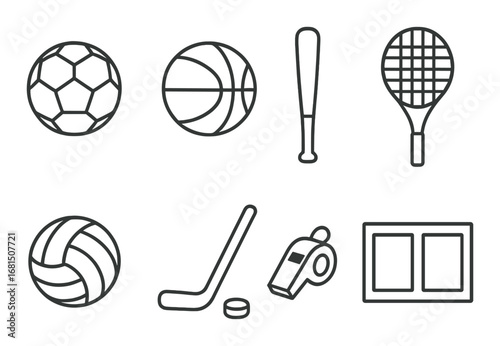 Minimalist kitchen appliance icons: blender, toaster, microwave, refrigerator, oven, coffee maker, kettle, mixer