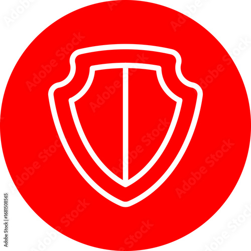 Insurance Shield Vector Line White Circle Red Icon Design