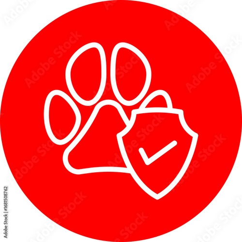 Pet Insurance Vector Line White Circle Red Icon Design