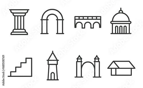 Office essentials icons: laptop, notebook, stapler, printer, calendar, lamp, mug