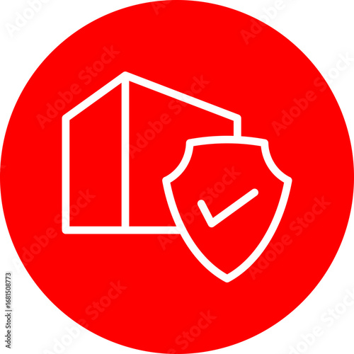 Gadget Insurance Vector Line White Circle Red Icon Design