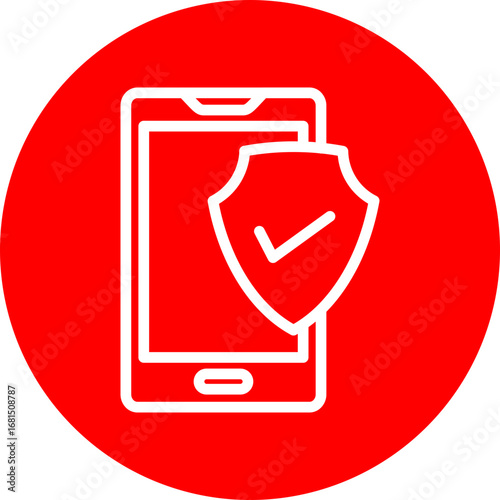 Phone Insurance Vector Line White Circle Red Icon Design