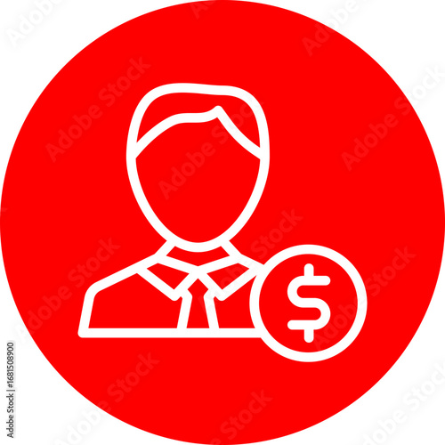 Beneficiary Vector Line White Circle Red Icon Design