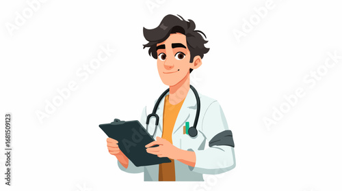 Doctor holding clipboard illustration