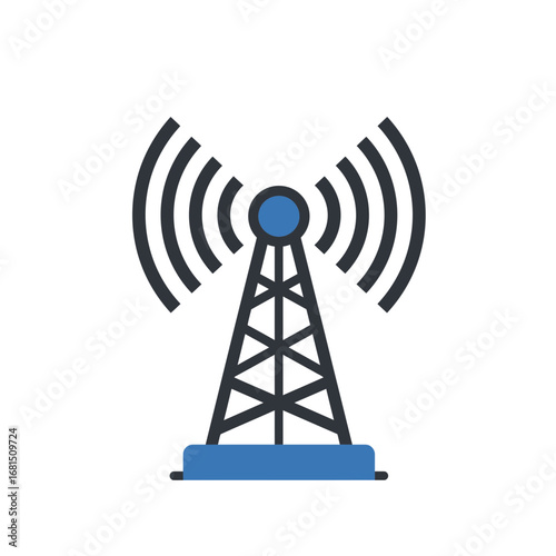 Communication Tower: The digital communication tower stands tall, broadcasting signals for global connectivity. This symbolic icon represents the backbone of modern telecommunications.