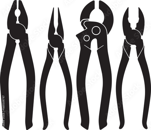 Black pliers and cutters tools hardware
