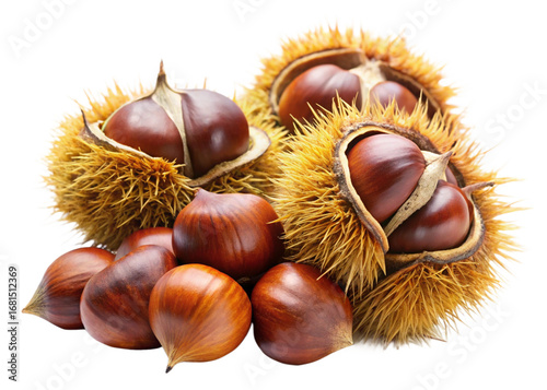 Chestnuts isolated on white background