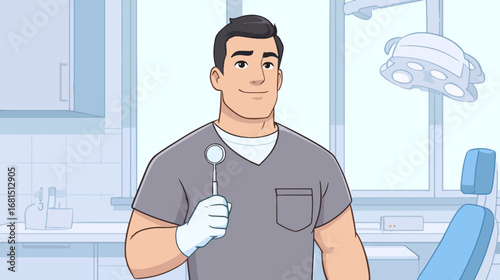 Friendly dentist in modern dental office