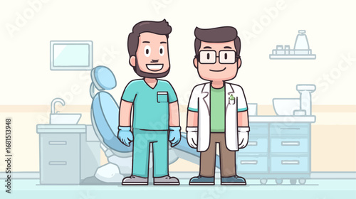 Friendly medical professionals in dental office