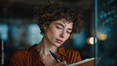 Woman Writing in Notebook