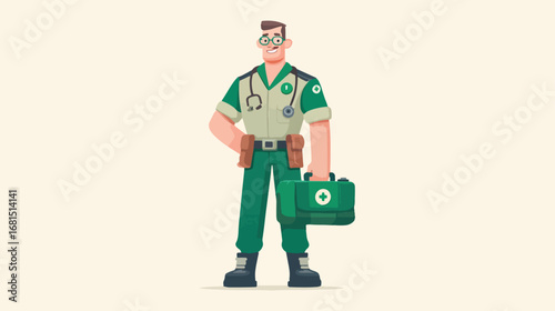 Friendly paramedic character illustration