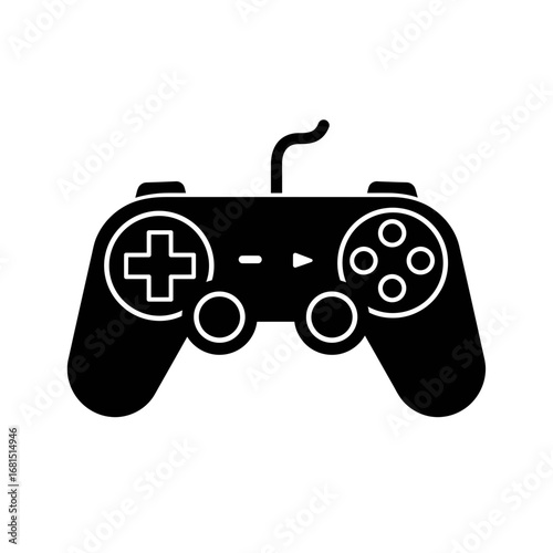 Video Game Controller Icon: A striking silhouette of a modern game controller, symbolizing entertainment, interaction, and digital worlds, isolated for versatile design applications.