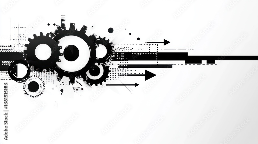 Obraz premium Abstract Gears and Arrows Background Graphic Design
