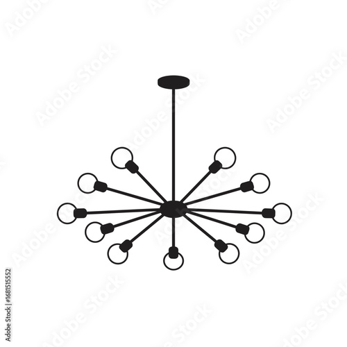 Chandelier Light Fixture: Capturing the geometric beauty of a modern light fixture, a contemporary lighting element in minimalist silhouette.