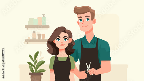 Hair salon illustration friendly stylist