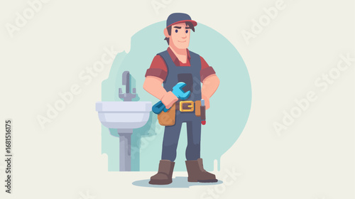Handyman ready for plumbing task