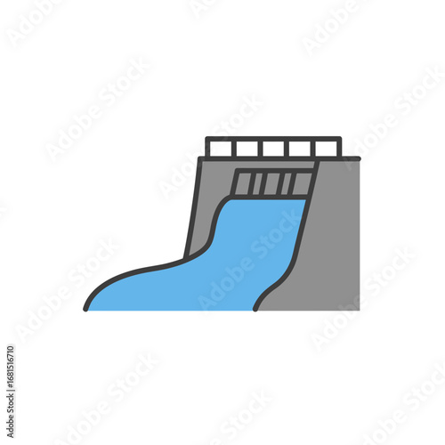 Water Power: A captivating illustration of a concrete dam channeling the vital flow of water for a sustainable future, representing environmental consciousness and renewable energy.