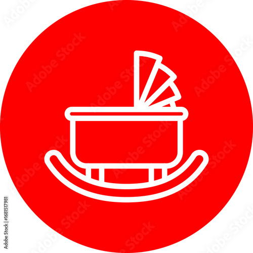 Cradle Vector Line White Circle Red Icon Design