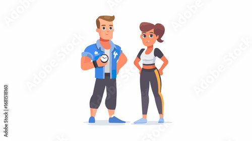 Man and woman fitness instructor illustration