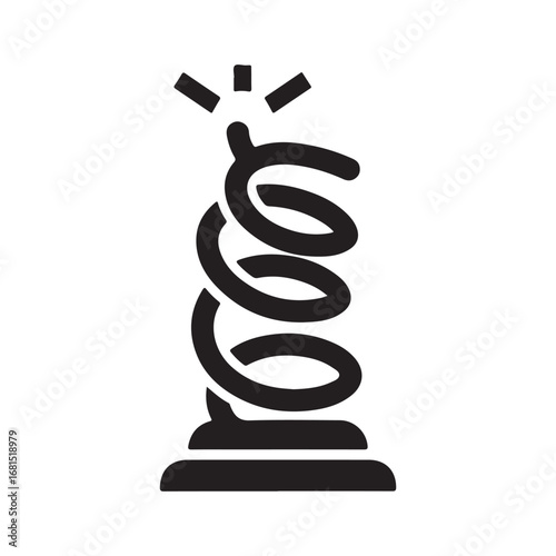 Black and White Coil Spring Icon with Pop-Up Effect