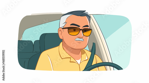 Man driving cartoon illustration