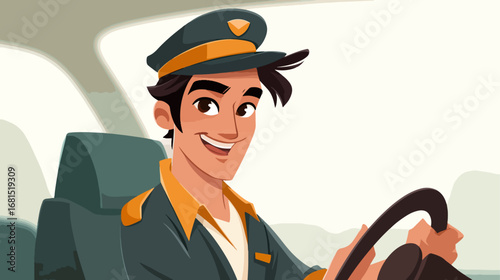 Man driving car illustration