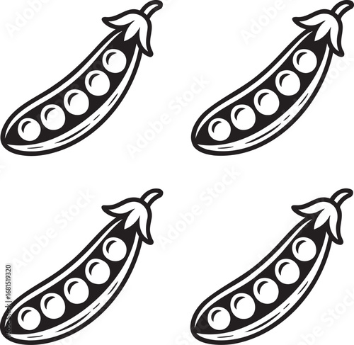 Set of Pea pod Outline vector illustration isolated On Transparent Background