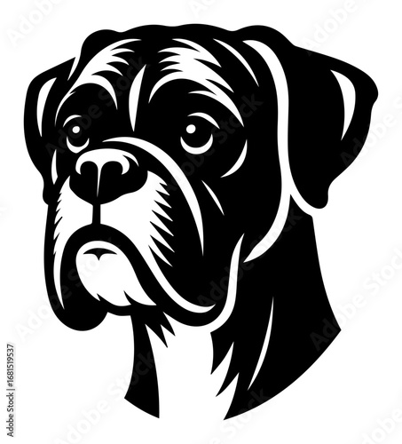 Boxer dog head silhouette – bold monochrome canine portrait emblem